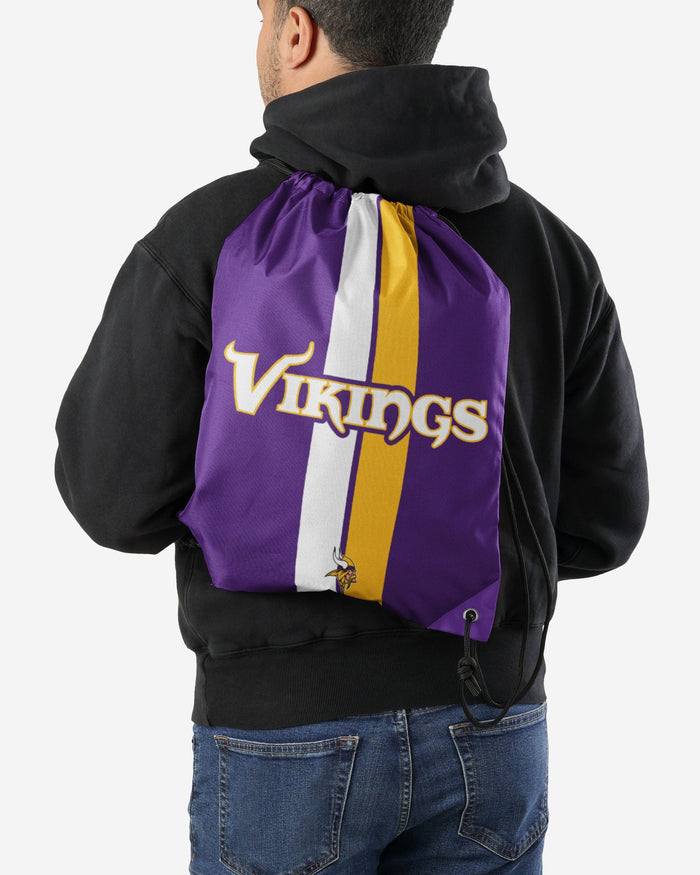 Minnesota Vikings Team Stripe Wordmark Drawstring Backpack FOCO - FOCO.com