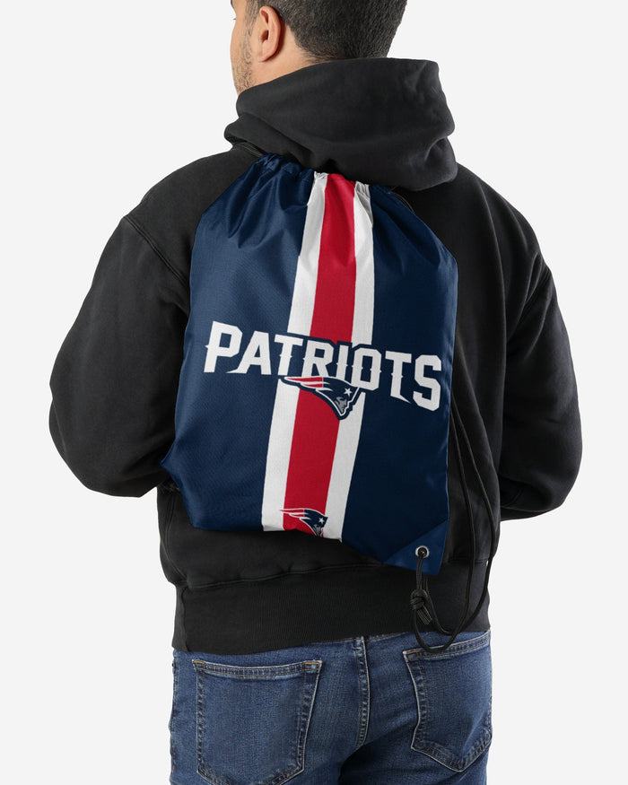 New England Patriots Team Stripe Wordmark Drawstring Backpack FOCO - FOCO.com
