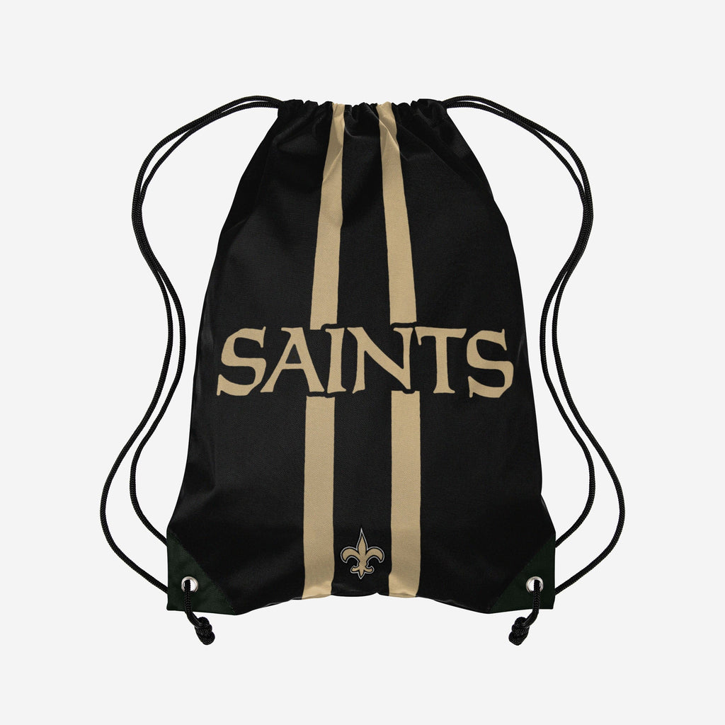New Orleans Saints Team Stripe Wordmark Drawstring Backpack FOCO - FOCO.com