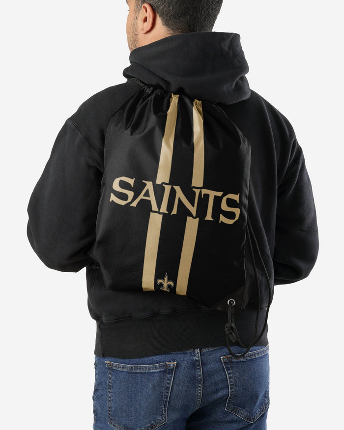New Orleans Saints Team Stripe Wordmark Drawstring Backpack FOCO - FOCO.com