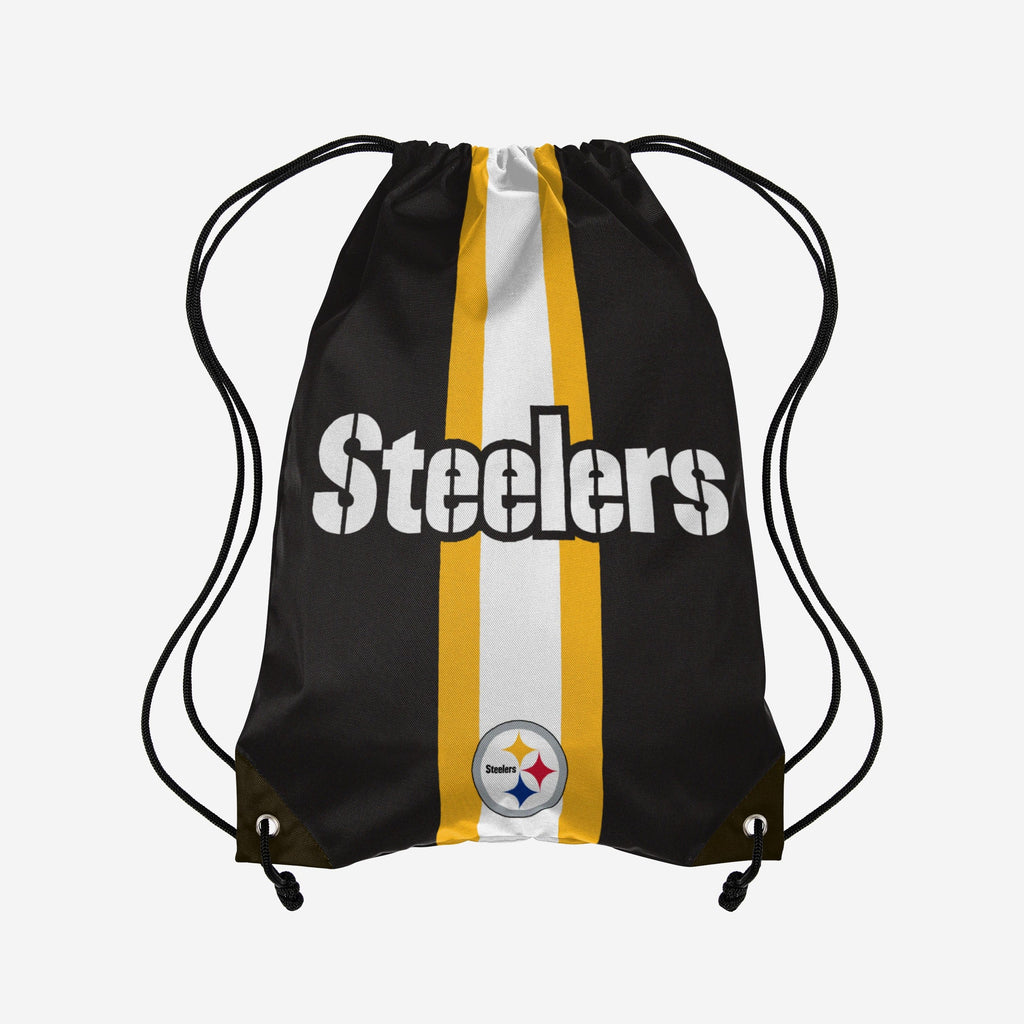 Pittsburgh Steelers Team Stripe Wordmark Drawstring Backpack FOCO - FOCO.com