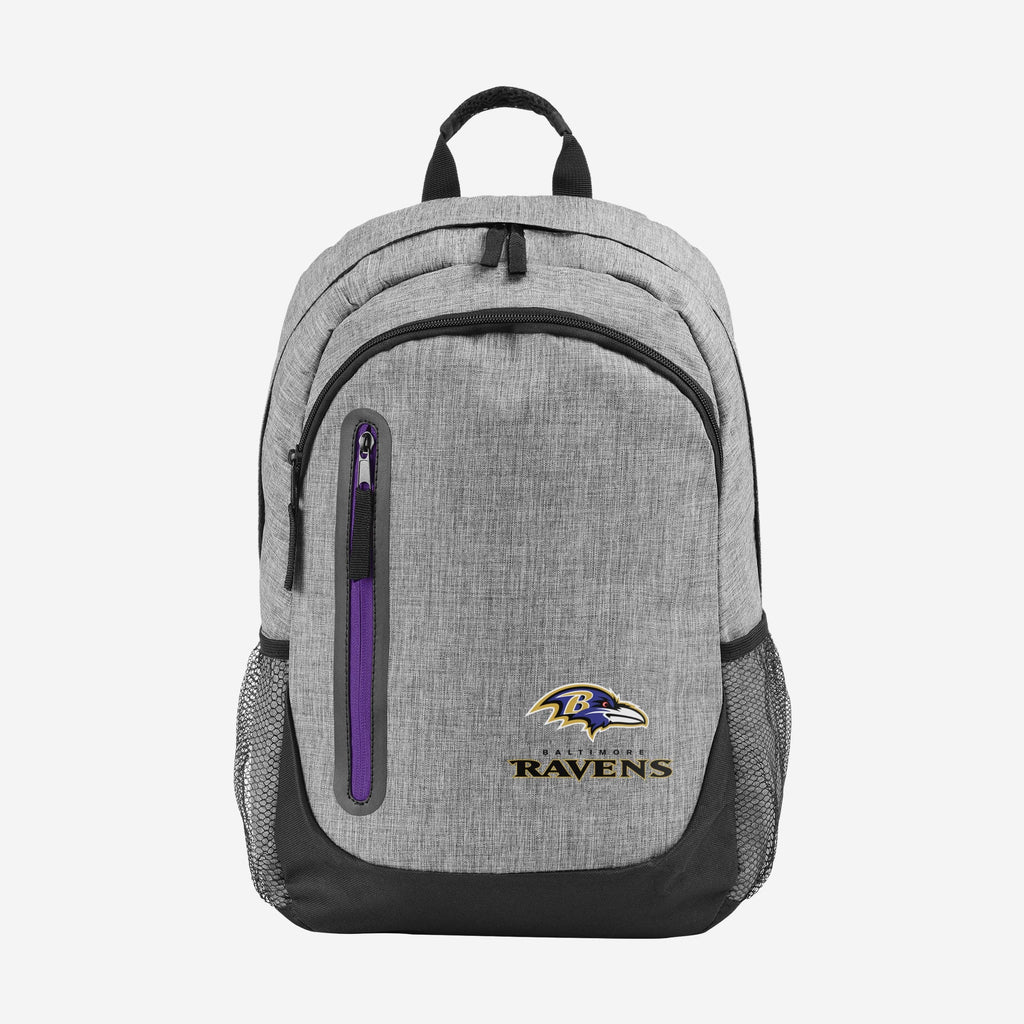 Baltimore Ravens Heather Grey Bold Color Backpack FOCO - FOCO.com