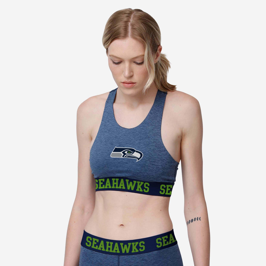 Seattle Seahawks Womens Team Color Static Sports Bra FOCO S - FOCO.com