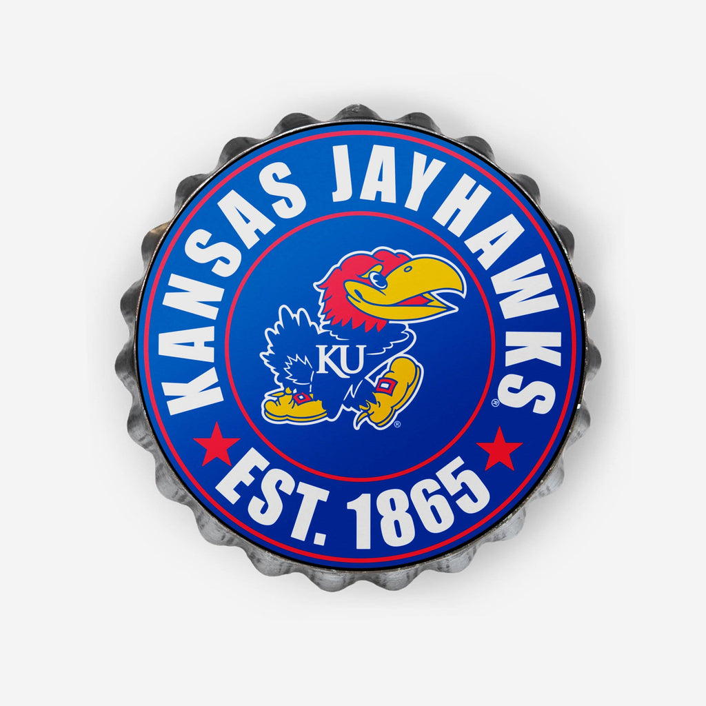 Kansas Jayhawks Bottle Cap Wall Sign FOCO - FOCO.com