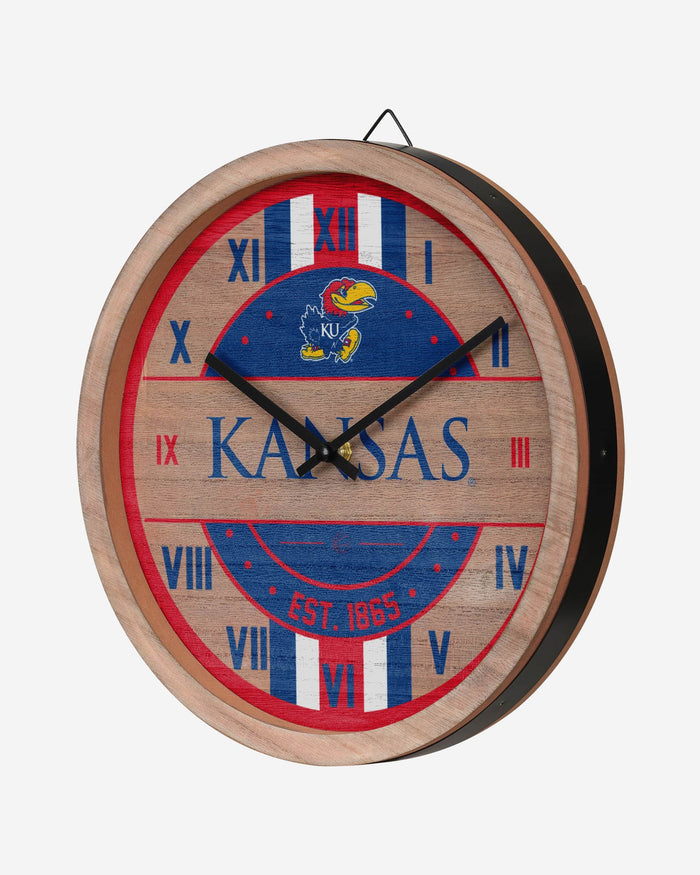 Kansas Jayhawks Barrel Wall Clock FOCO - FOCO.com