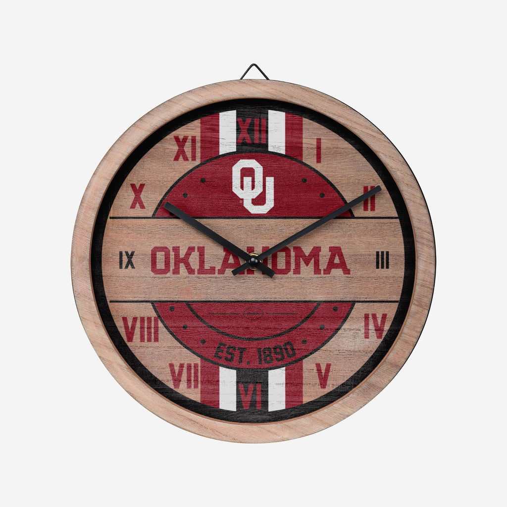 Oklahoma Sooners Barrel Wall Clock FOCO - FOCO.com