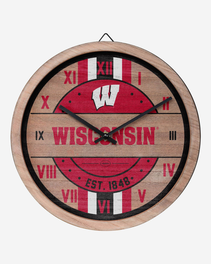 Wisconsin Badgers Barrel Wall Clock FOCO - FOCO.com