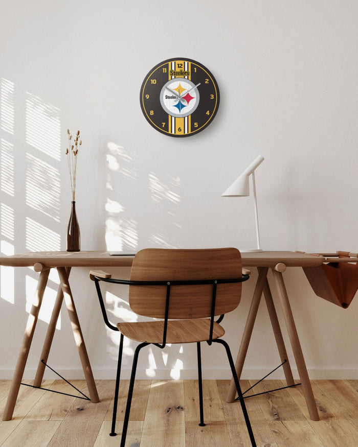 Pittsburgh Steelers Team Stripe Clock FOCO - FOCO.com