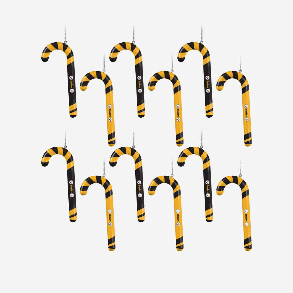 Pittsburgh Steelers 12 Pack Candy Cane Ornament Set FOCO - FOCO.com
