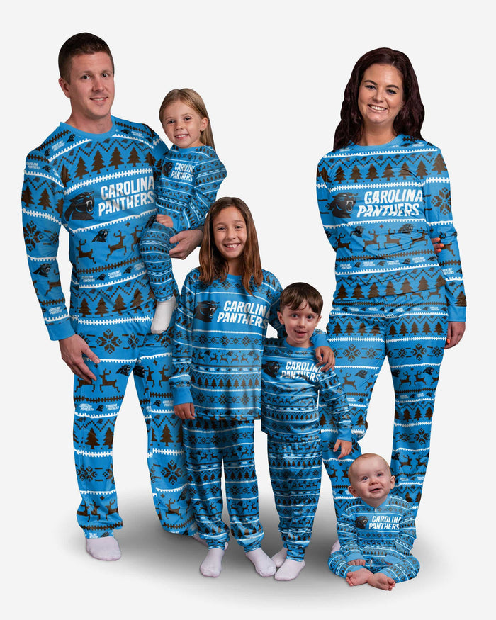 Carolina Panthers Youth Family Holiday Pajamas FOCO - FOCO.com