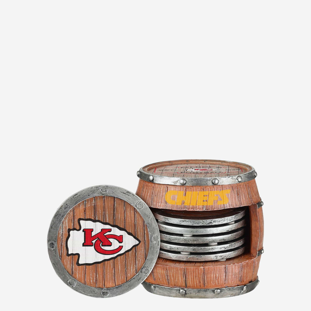 Kansas City Chiefs 5 Pack Barrel Coaster Set FOCO - FOCO.com