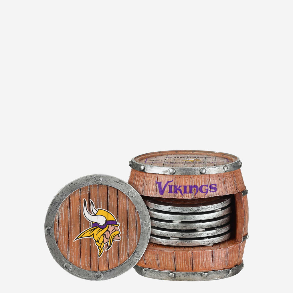 Minnesota Vikings 5 Pack Barrel Coaster Set FOCO - FOCO.com