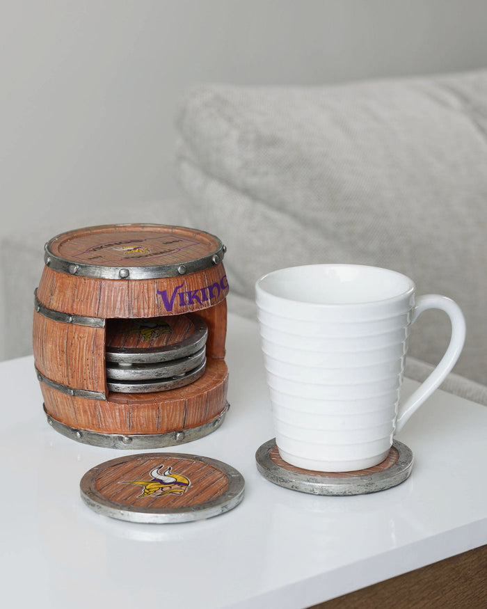 Minnesota Vikings 5 Pack Barrel Coaster Set FOCO - FOCO.com
