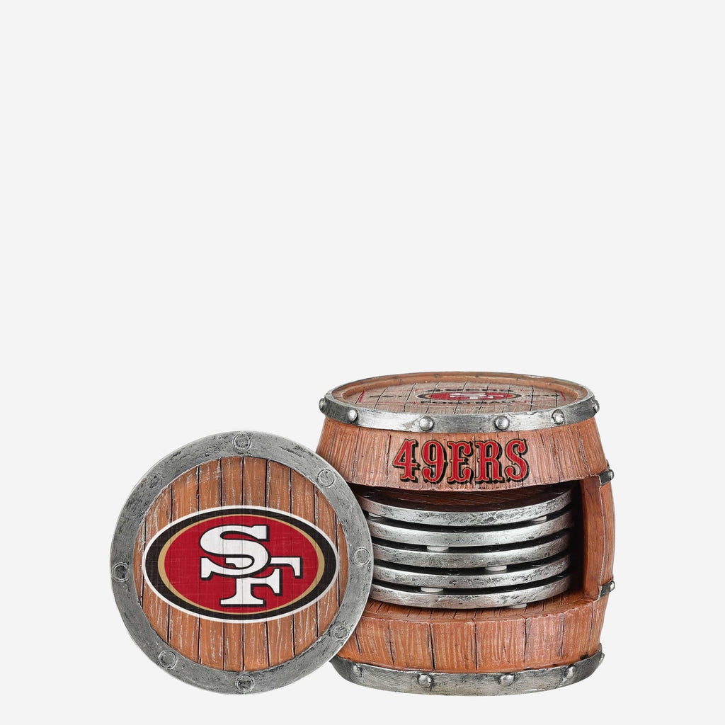 San Francisco 49ers 5 Pack Barrel Coaster Set FOCO - FOCO.com