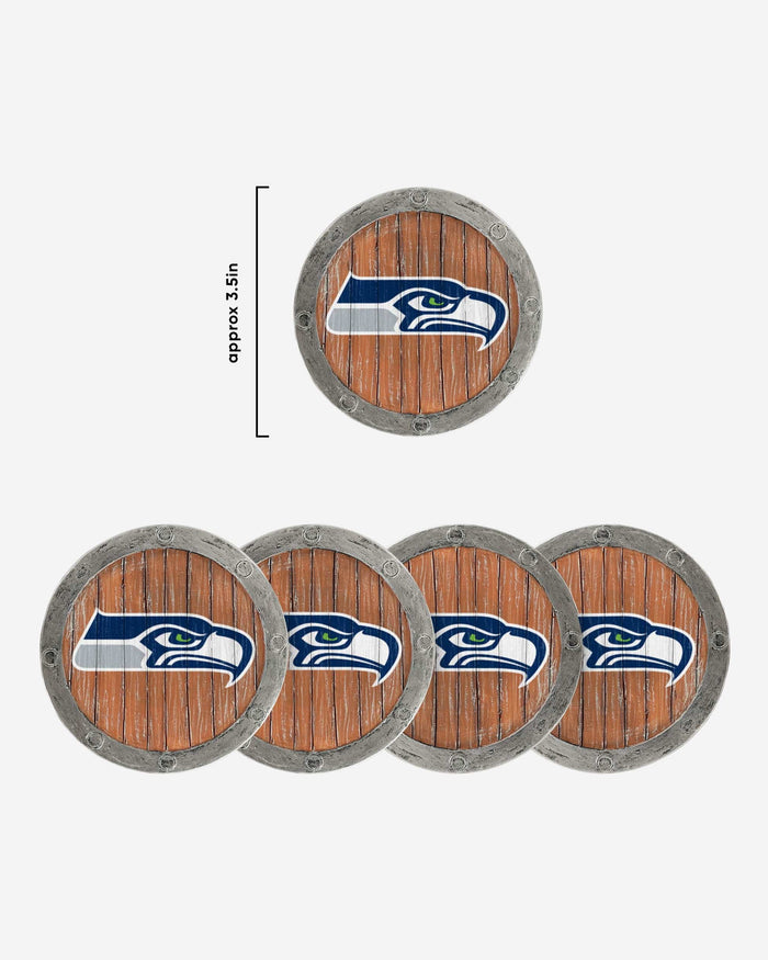 Seattle Seahawks 5 Pack Barrel Coaster Set FOCO - FOCO.com