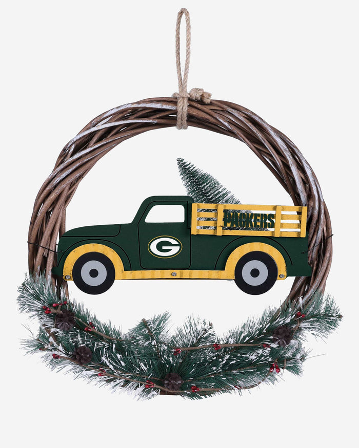 Green Bay Packers Wreath With Truck FOCO - FOCO.com