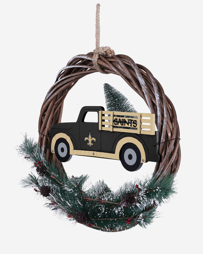 New Orleans Saints Wreath With Truck FOCO - FOCO.com