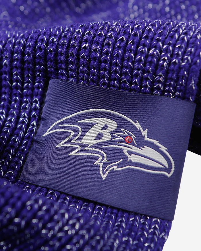 Baltimore Ravens Womens Glitter Knit Cold Weather Set FOCO - FOCO.com