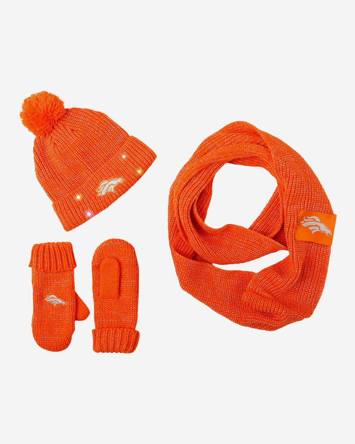 Denver Broncos Womens Glitter Knit Cold Weather Set FOCO - FOCO.com