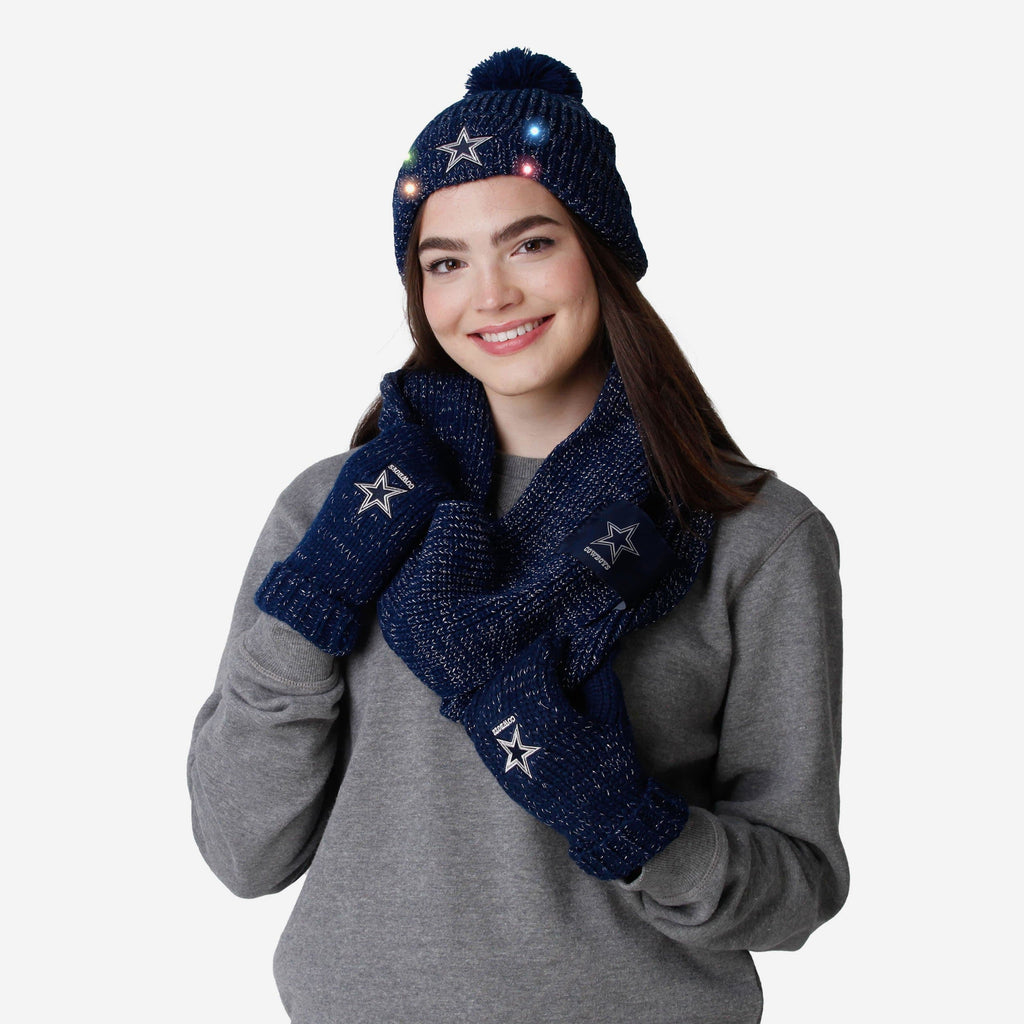 Dallas Cowboys Womens Glitter Knit Cold Weather Set FOCO - FOCO.com