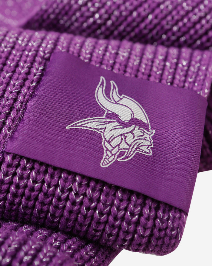Minnesota Vikings Womens Glitter Knit Cold Weather Set FOCO - FOCO.com