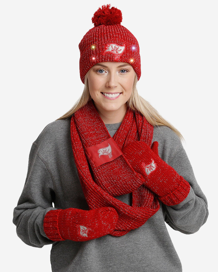 Tampa Bay Buccaneers Womens Glitter Knit Cold Weather Set FOCO - FOCO.com