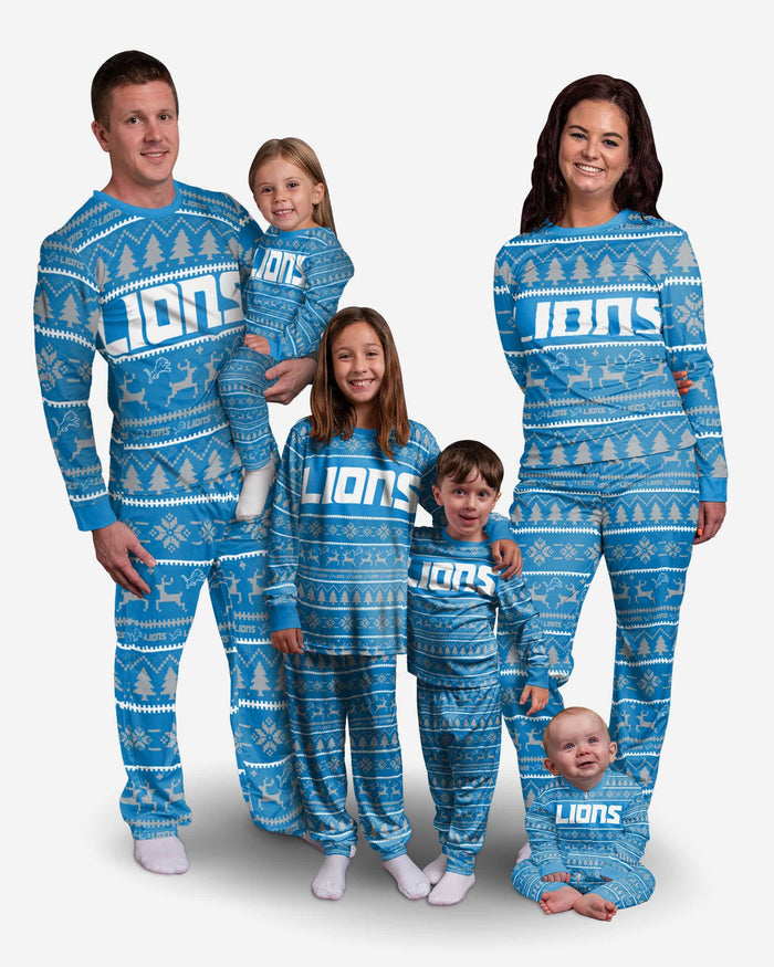 Detroit Lions Youth Family Holiday Pajamas FOCO - FOCO.com