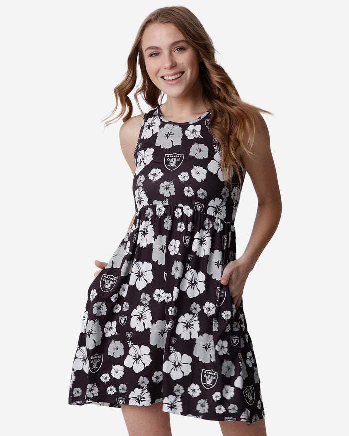raiders dress for women Las Vegas Raiders Womens Fan Favorite Floral Sundress FOCO