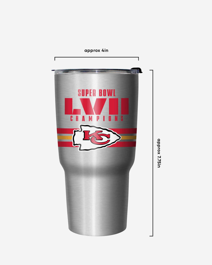 Kansas City Chiefs Super Bowl LVII Champions Metallic Team Stripe 27 oz Stainless Steel Tumbler FOCO - FOCO.com