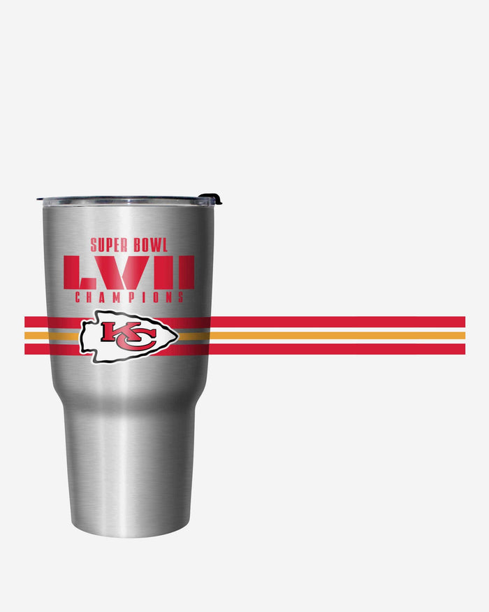 Kansas City Chiefs Super Bowl LVII Champions Metallic Team Stripe 27 oz Stainless Steel Tumbler FOCO - FOCO.com