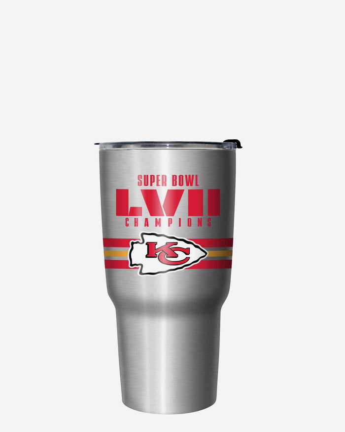 Kansas City Chiefs Super Bowl LVII Champions Metallic Team Stripe 27 oz Stainless Steel Tumbler FOCO - FOCO.com
