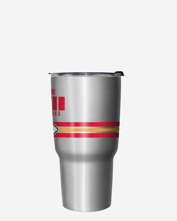 Kansas City Chiefs Super Bowl LVII Champions Metallic Team Stripe 27 oz Stainless Steel Tumbler FOCO - FOCO.com