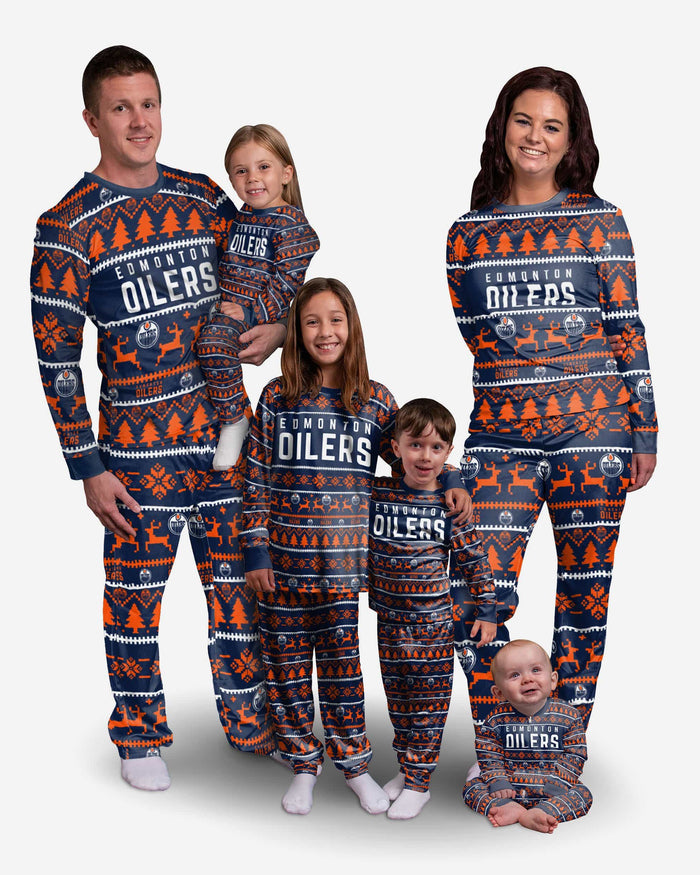Edmonton Oilers Infant Family Holiday Pajamas FOCO - FOCO.com