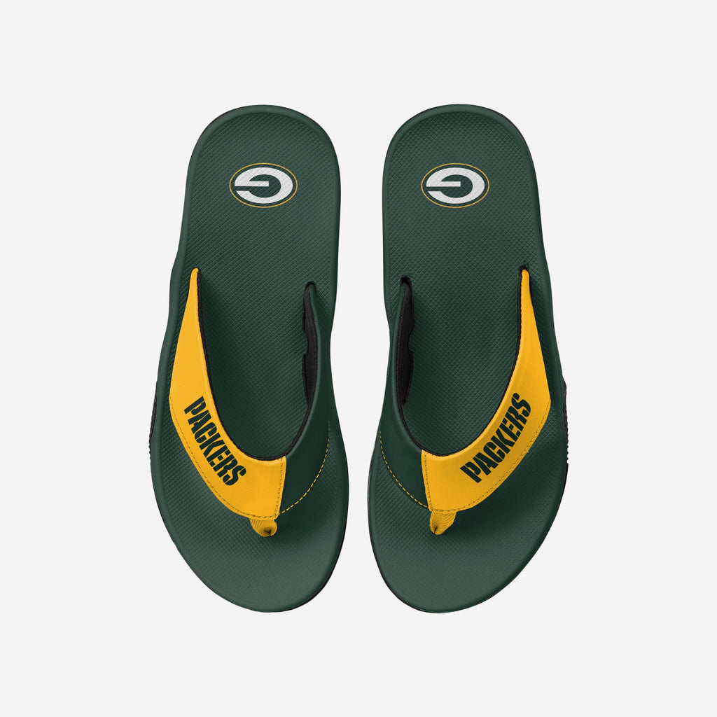 Green Bay Packers Team Color Contour Flip Flop FOCO S - FOCO.com