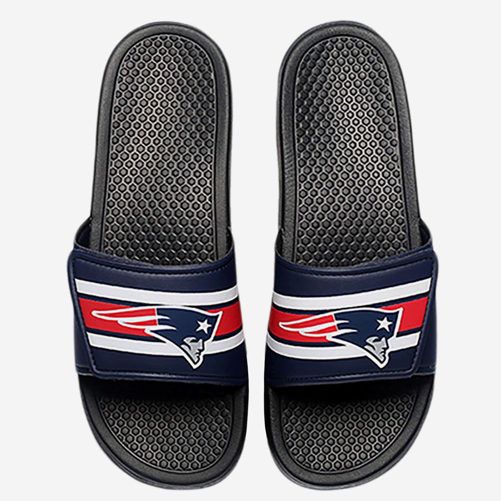 New England Patriots Youth Stripe Legacy Velcro Sport Slide FOCO L - FOCO.com