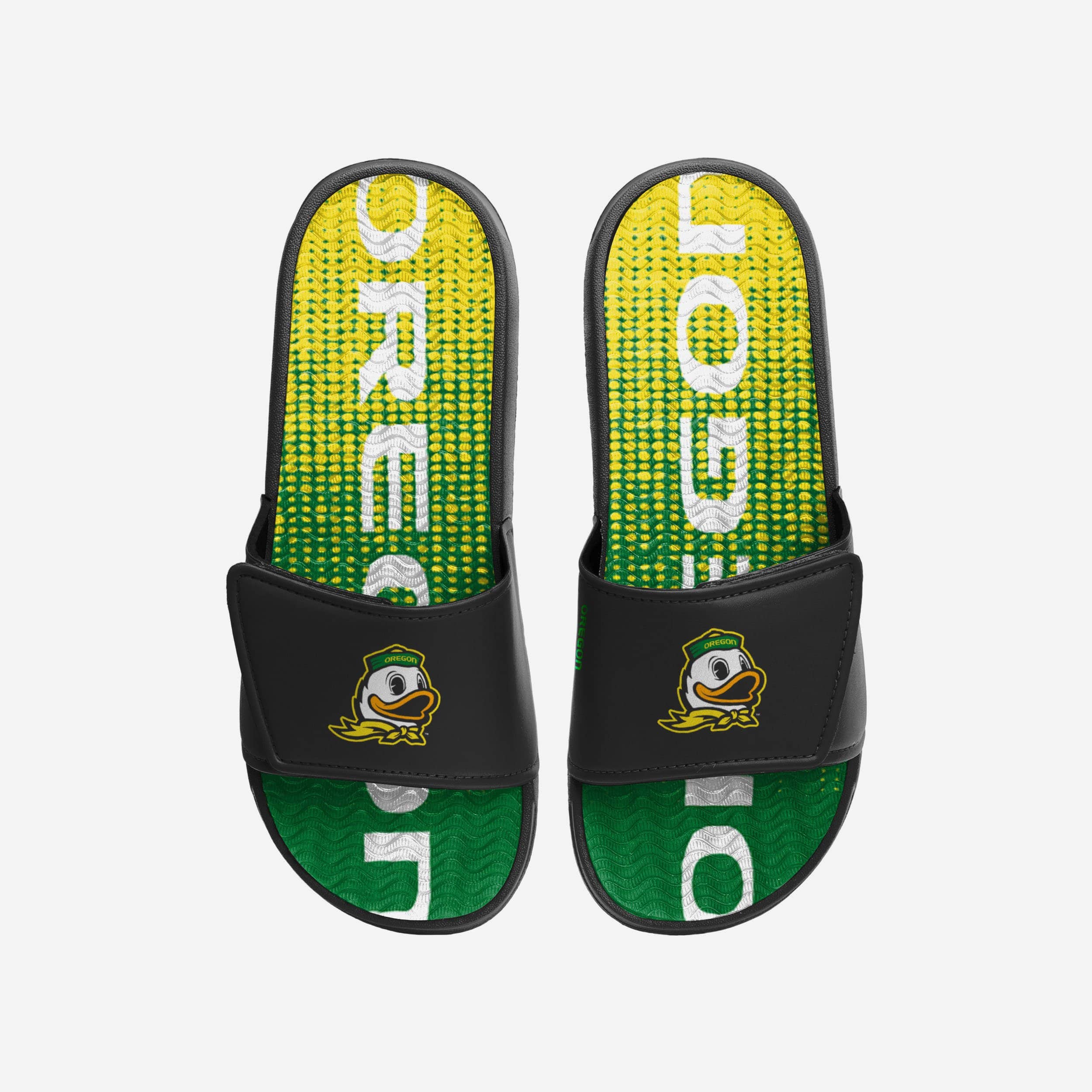 FOCO Men\'s Green and Black Oregon Ducks Slide Sandals BRAND NEW Oregon Ducks Striped Big Logo Raised Slide FOCO main image 3