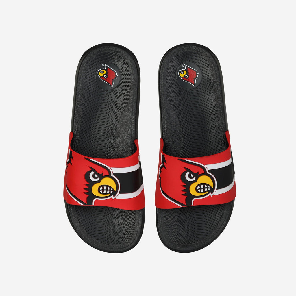 Louisville Cardinals Striped Big Logo Raised Slide FOCO S - FOCO.com