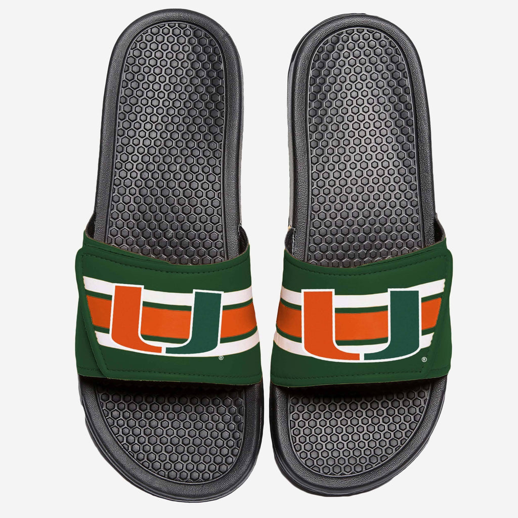 Miami Hurricanes Stripe Legacy Sport Slide FOCO S - FOCO.com