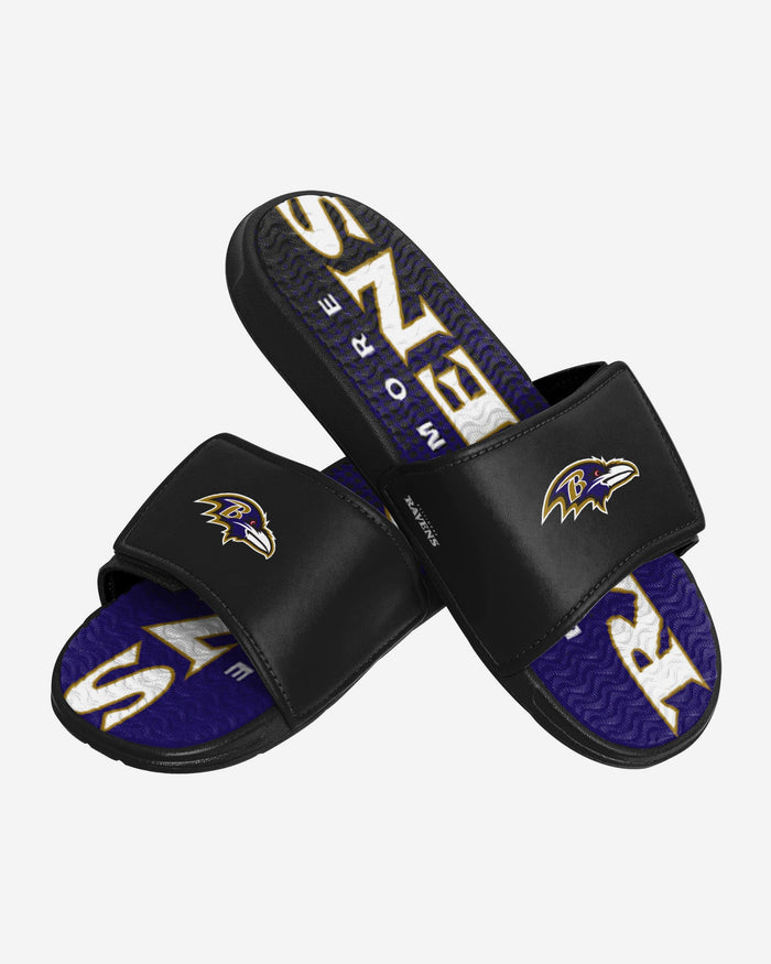 Baltimore Ravens Gradient Wordmark Gel Slide FOCO - FOCO.com