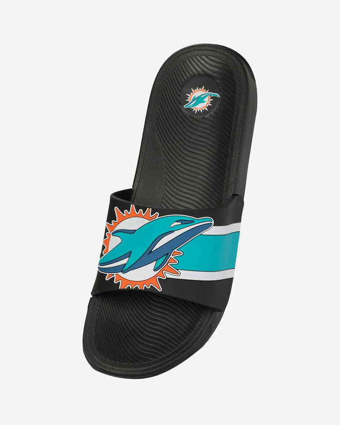 Miami Dolphins Striped Big Logo Raised Slide FOCO - FOCO.com
