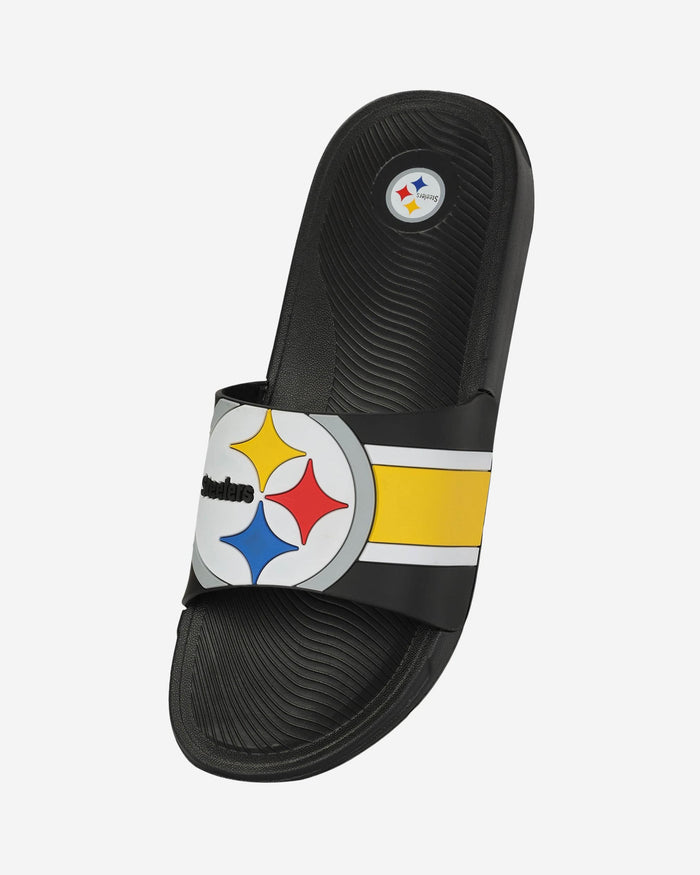 Pittsburgh Steelers Striped Big Logo Raised Slide FOCO - FOCO.com