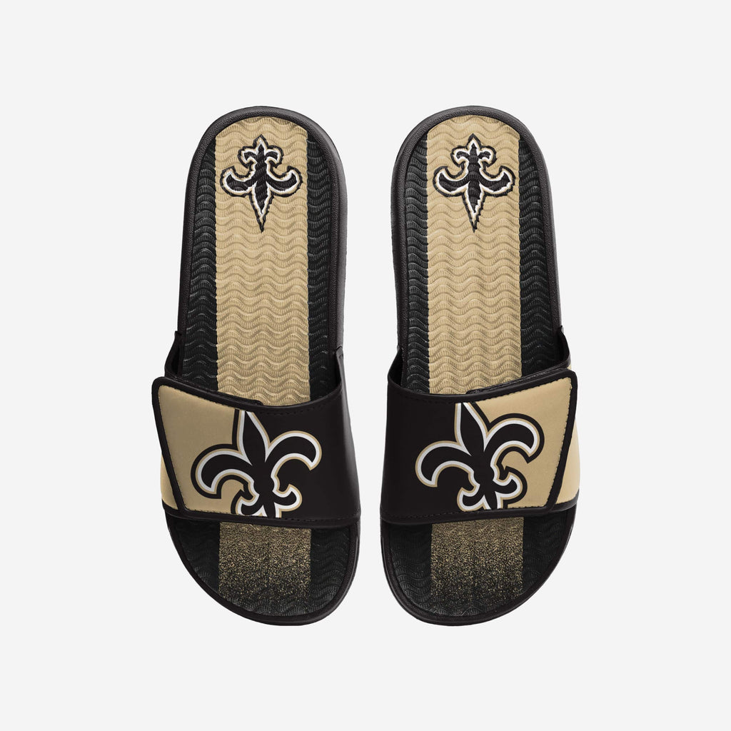 New Orleans Saints Team Stripe Gel Slide FOCO S - FOCO.com