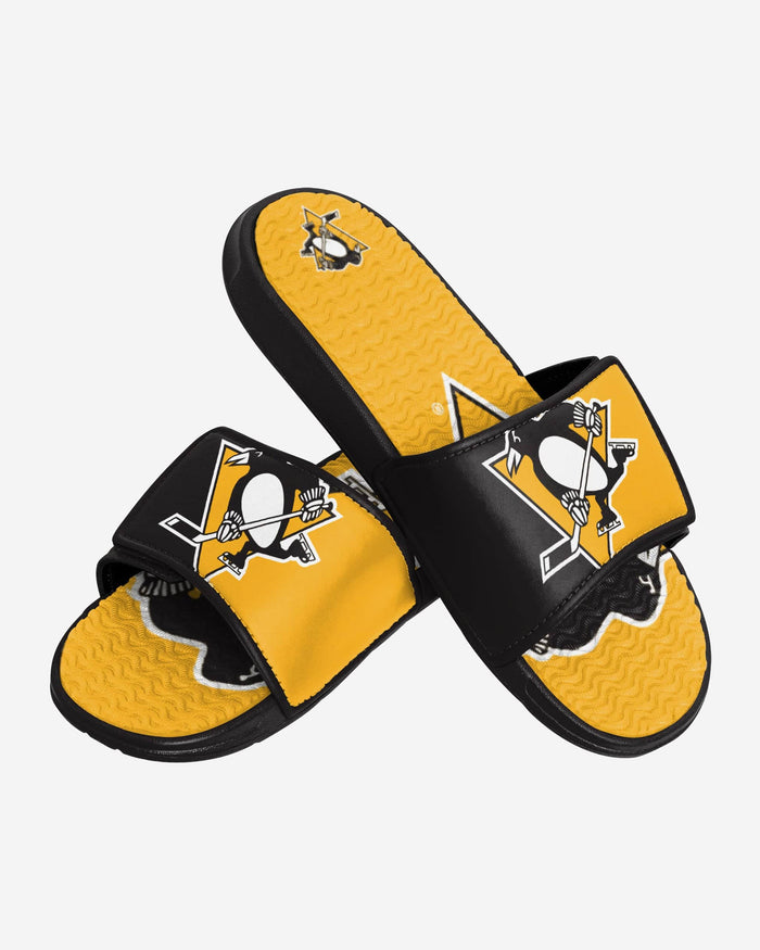 Pittsburgh Penguins Colorblock Big Logo Gel Slide FOCO - FOCO.com