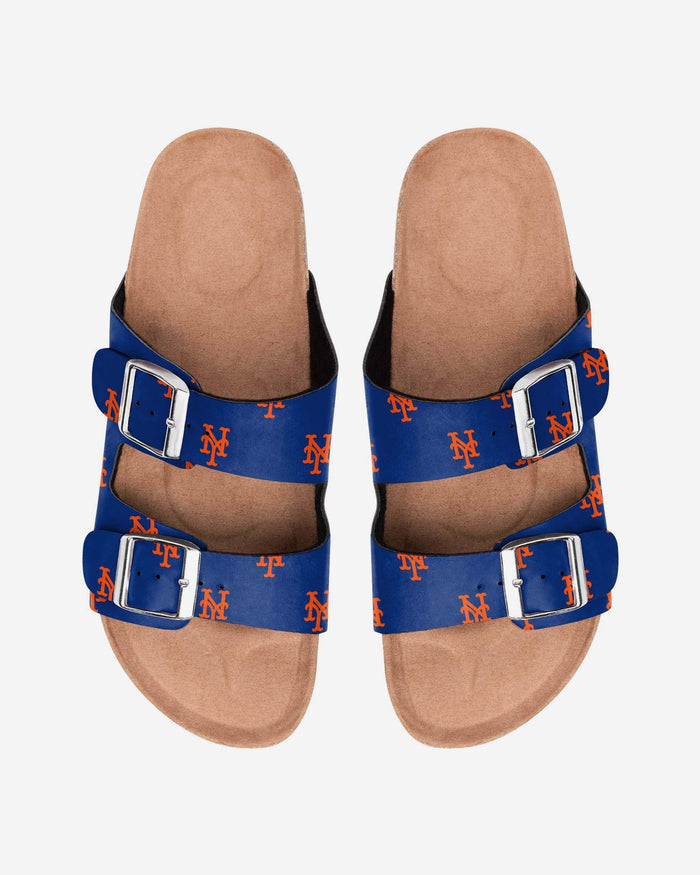 New York Mets Womens Team Logo Double Buckle Sandal FOCO S - FOCO.com