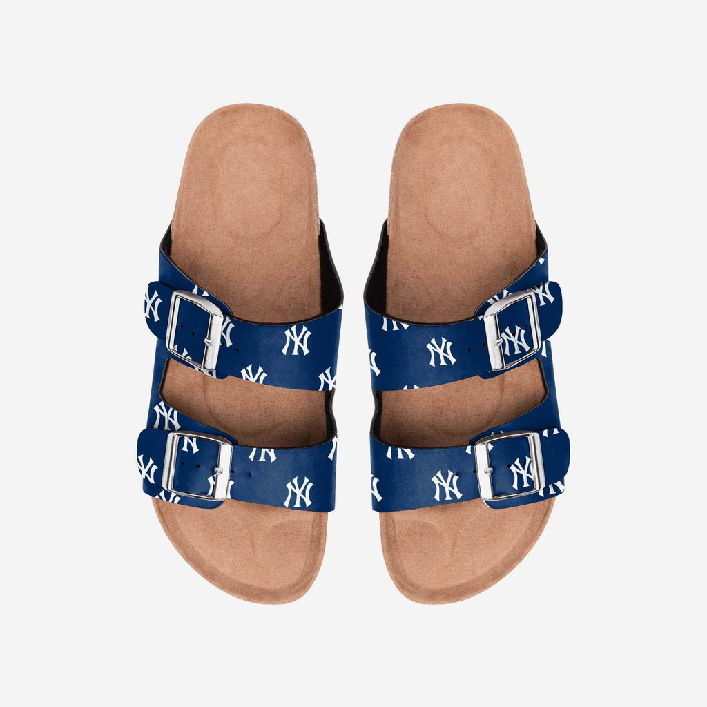 New York Yankees Womens Team Logo Double Buckle Sandal FOCO S - FOCO.com