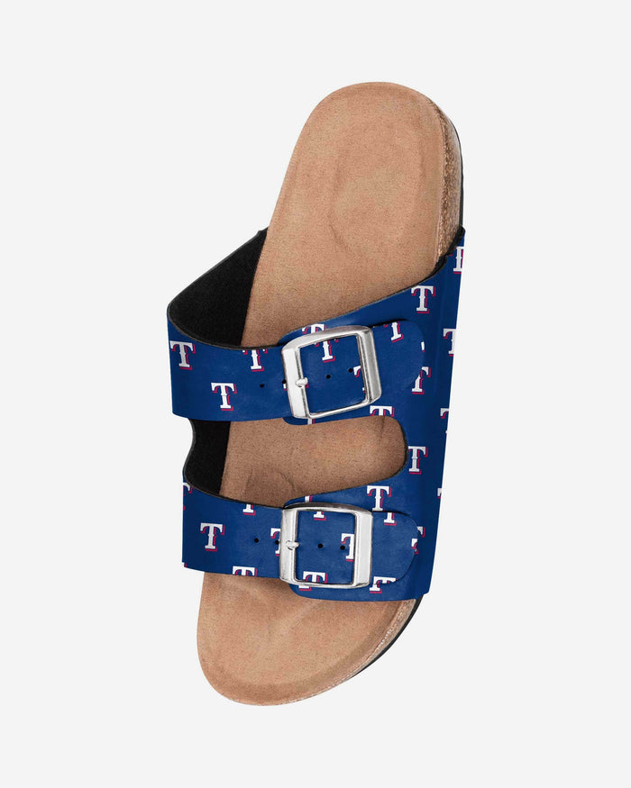 Texas Rangers Womens Team Logo Double Buckle Sandal FOCO - FOCO.com