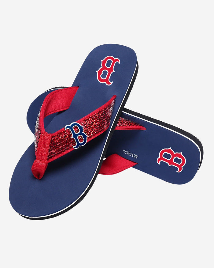 Boston Red Sox Womens Sequin Flip Flop FOCO - FOCO.com