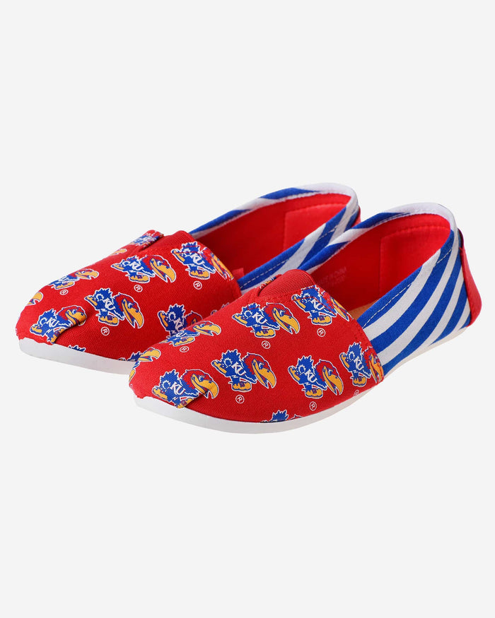 Kansas Jayhawks Womens Stripe Canvas Shoe FOCO - FOCO.com