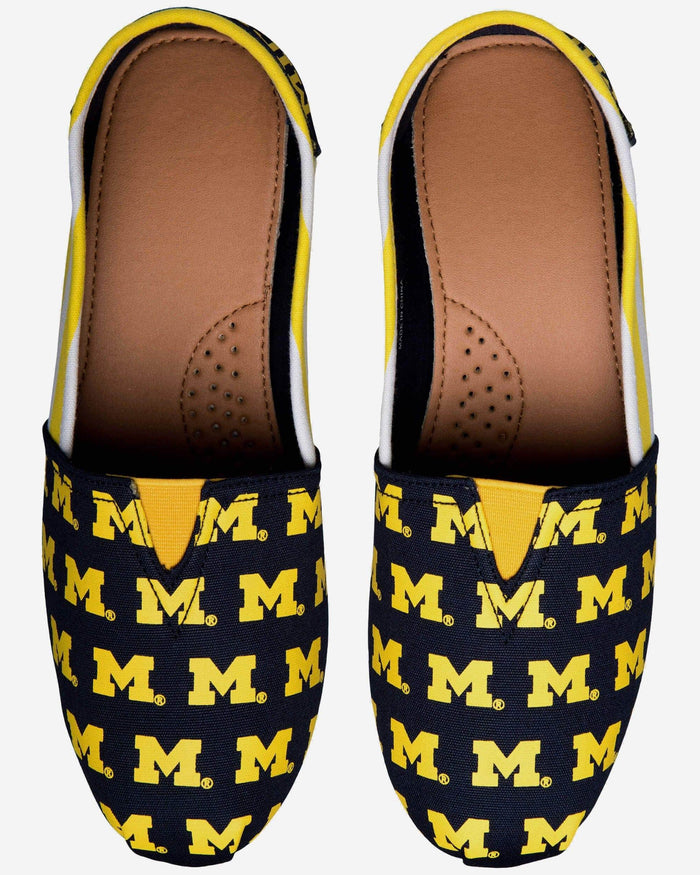 Michigan Wolverines Womens Stripe Canvas Shoe FOCO - FOCO.com