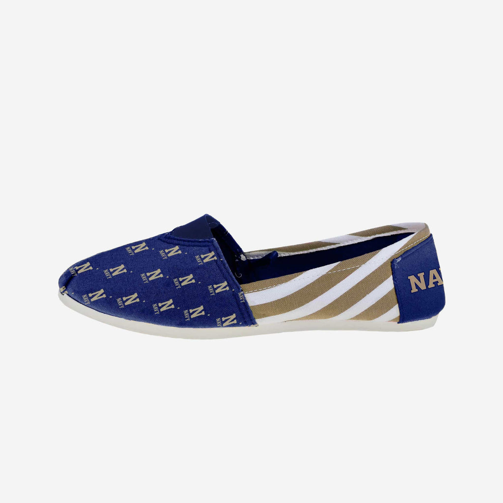 Navy Midshipmen Womens Stripe Canvas Shoe FOCO - FOCO.com